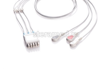 ЭКГ кабель отведений пациента 3 отведения, кнопка для Dash 1000, 2500, 4000, 5000, PRO2000, PRO3000, PRO4000, Eagle, MAC-Lab, Solar 3000, 8000, 9500, Tram 100, 200, 300, 400, 451, 500, 600, 800; Logiq 5, 7, Vivid E9, I; Ultraview 90492, 91220, 90496