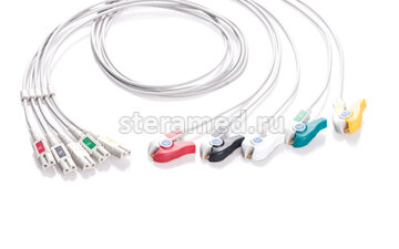 ЭКГ кабель отведений пациента 5 отведений, прищепка для Mindray, Draeger, GE Critikon, GE Marquette, Spacelabs, GE Datex-Ohmeda