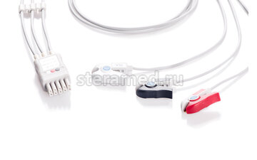 ЭКГ кабель отведений пациента 3 отведения, прищепка для Mindray: Datascope Passport V12, V21