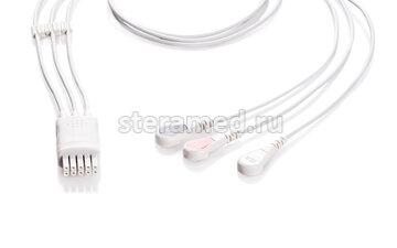 ЭКГ кабель отведений пациента 3 отведения, кнопка для Mindray: Datascope Passport V12, V21
