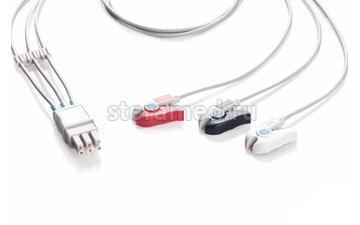 ЭКГ кабель отведений пациента 3 отведения, прищепка для GE Datex-Ohmeda: AS/3, AS/3 Compact, CS/3, S/5, S/5 Compact, Cardiocap 1, Cardiocap 2, Cardiocap 5, Light Monitor, Satlite Plus S5, Aespire