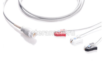ЭКГ кабель пациента 3 отведения, прищепка для MP 20, MP 30, MP 50, MP 60, IE33, CX50, 43100A, 43110A, 43120A, 78352C, 78354C, 78834C, 862474 C3, М3046А, M2, M3, M4, M4735A, V24E, 50XM; NT3A; NT3A, NT3B, NT3C, NT3E, NT3F; Propaq Encore 206EL, 242