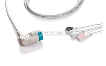 ЭКГ кабель пациента 3 отведения, кнопка для Medtronic: Lifepak 11, Lifepak 12, Lifepak 15, Lifepak 20