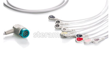 ЭКГ кабель пациента 12 отведений, кнопка для Medtronic: Lifepak 11, Lifepak 12, Lifepak 15, Lifepak 20