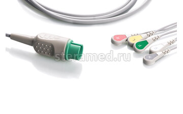 ЭКГ кабель пациента 5 отведений, кнопка для Spacelabs: Ultraview 90492, 91220, 90496, 91496