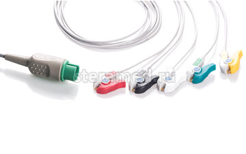 ЭКГ кабель пациента 12 отведений, кнопка для Spacelabs: Ultraview 90492, 91220, 90496, 91496