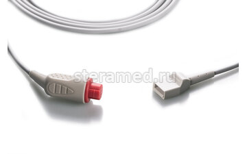 Кабель для подключения датчика инвазивного измерения давления Puritan Bennett, GE Datex Ohmeda, Draeger, Mortara разъем Utah