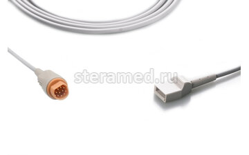 Кабель для подключения датчика инвазивного измерения давления Draeger Infinity Delta, Infinity Delta XL, Infinity Gamma XL, Infinity Vista XL, SC 6000, SC 6002, SC 6002XL, SC 6802XL, SC 7000, SC 8000, SC 9000, SC 9000XL разъем Utah