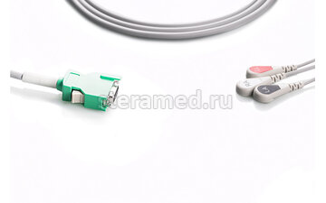ЭКГ кабель пациента 3 отведения, кнопка для Nihon Kohden: Life Scope OPV-1500, Life Scope N OPV-1500K