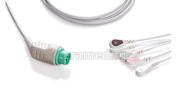 ЭКГ кабель пациента 5 отведений, кнопка для Mennen: MP500, MP600, MP1000
